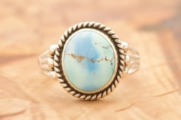 Genuine Golden Hill Turquoise Sterling Silver Ring